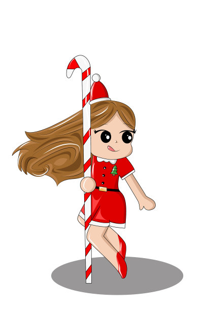 拿着圣诞糖果拐杖的女孩图片下载