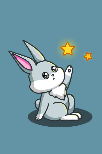 一只可爱的兔子用星星手绘图片下载