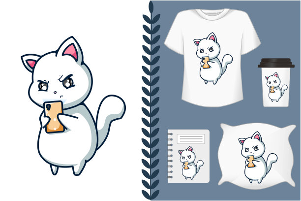 模拟可爱的猫看手机图片下载