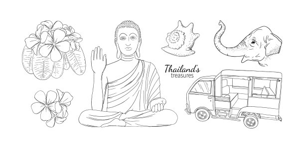 泰国的度假象征与大象贝壳图片下载