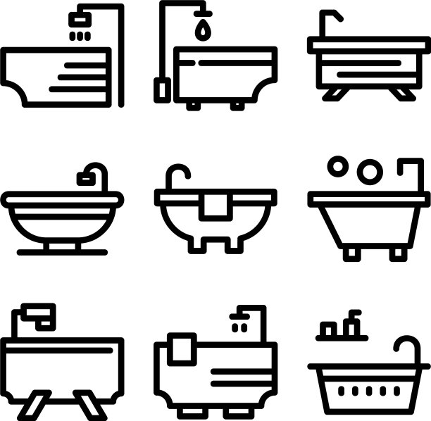 浴缸图标或标志孤立符号符号图片下载