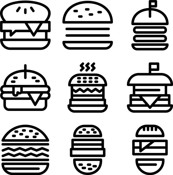 汉堡图标或标志孤立标志符号图片下载