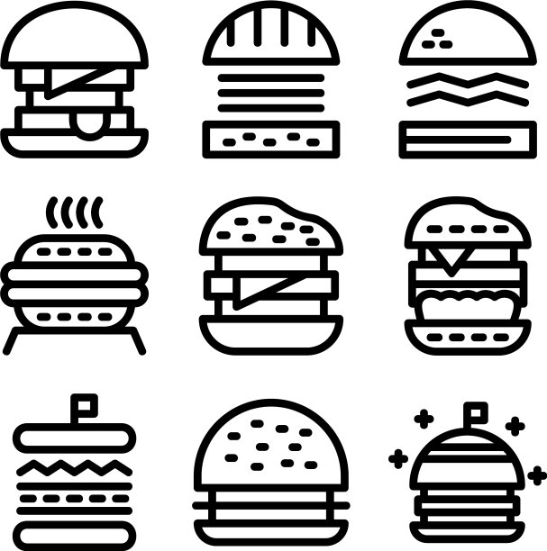 汉堡图标或标志孤立标志符号图片下载