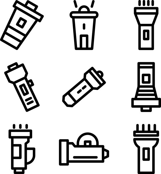 独立的手电筒图标或标志符号图片下载