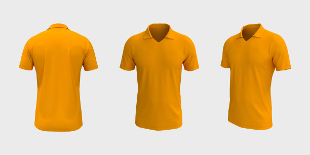 空白领口衬衫模型在前面，侧面和背面的观点图片下载