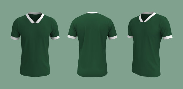 男士短袖t恤模型在前面，侧面和背面的观点图片下载