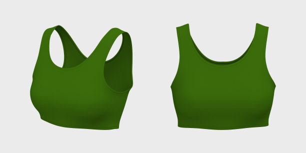 女性运动胸罩模型的正面和侧面的观点图片下载