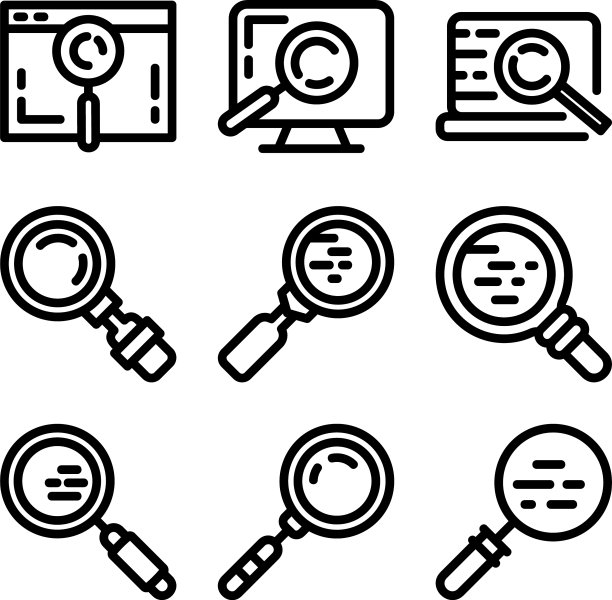 放大镜图标或logo独立标志符号图片下载