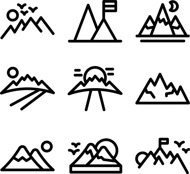 山标志或标志孤立标志符号图片下载