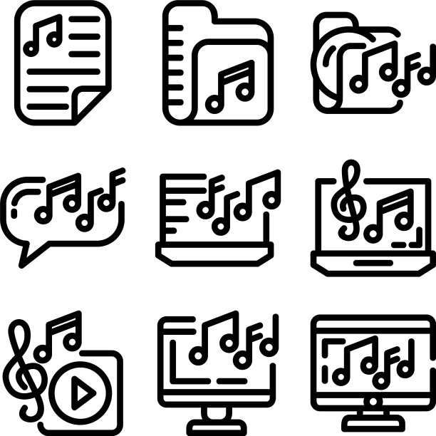 音乐图标或标志孤立符号符号图片下载