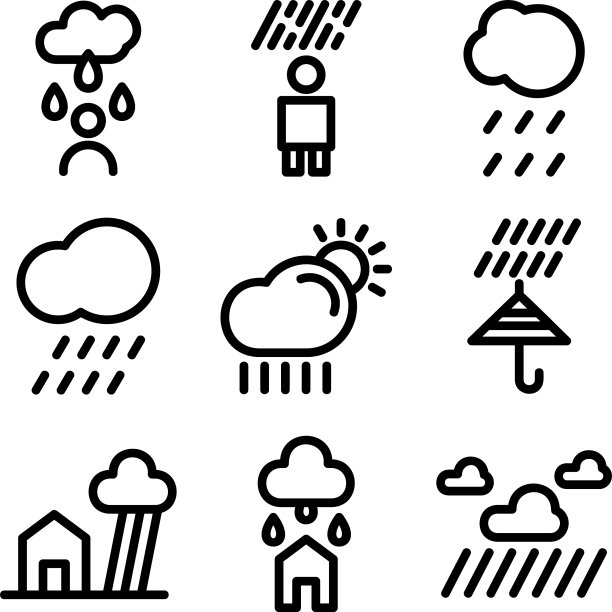 雨标或标志孤立标志符号图片下载