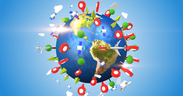 环游地球的人们。位置标志。旅游的概念。图片下载