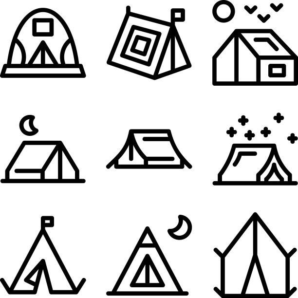 帐篷图标或标志孤立标志符号图片下载