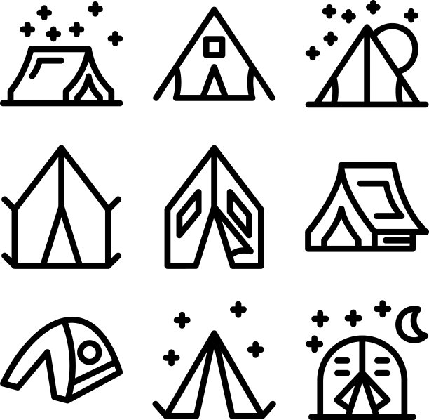 帐篷图标或标志孤立标志符号图片下载