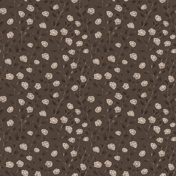 草甸花褐色无缝图案图片下载