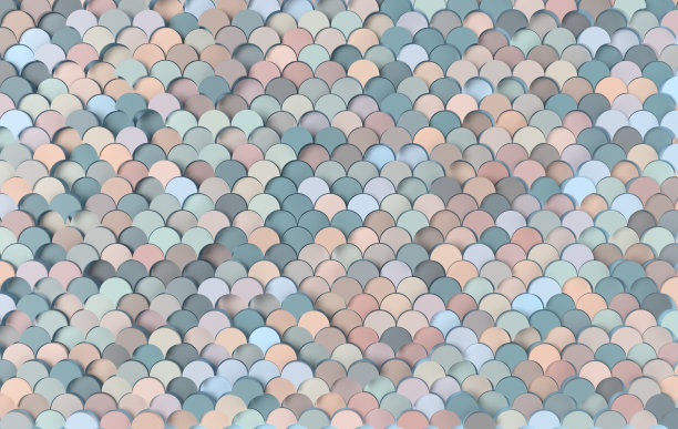 美人鱼鱼，龙鳞，爬行动物皮肤，波浪三维渲染。瓷砖。3d墙面纹理，屋顶瓦片。色彩柔和的室内设计背景图片下载