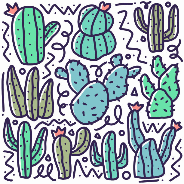 涂鸦集仙人掌收集手绘图片下载