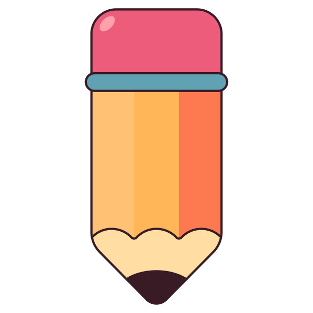 铅笔与橡皮矢量卡通插图孤立的白色背景。图片下载