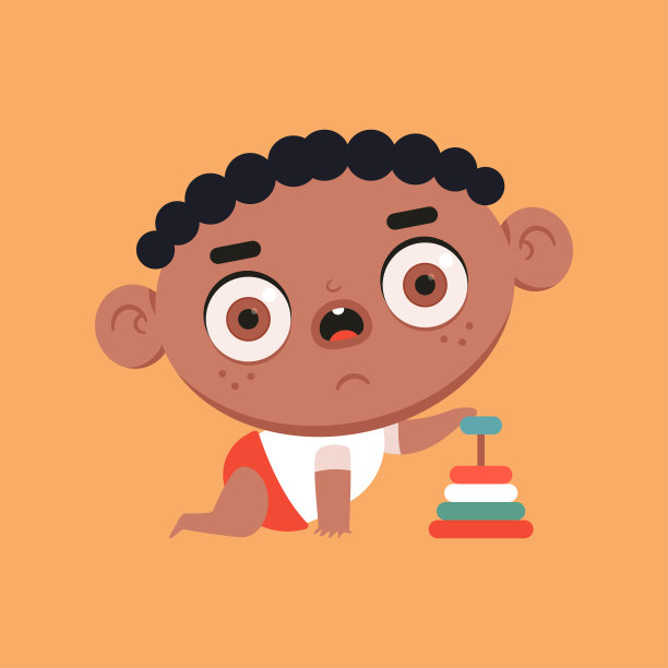 有趣的小男孩玩玩具矢量卡通人物孤立的背景。图片下载