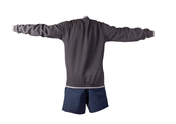 带有兜帽的熨斗拉链的运动衫和孤立在白色背景上的运动短裤。休闲运动服装图片下载