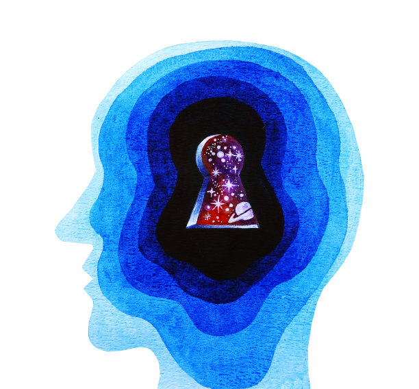人头上有钥匙孔。心灵的力量图片下载