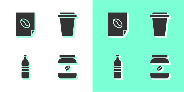 设置咖啡罐、瓶子、海报、瓶子、水图片下载