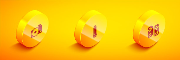 设置等距摄影相机铅笔和橡皮擦图片下载