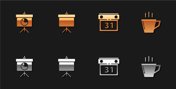 在黑板上设置图表、日历和咖啡图片下载
