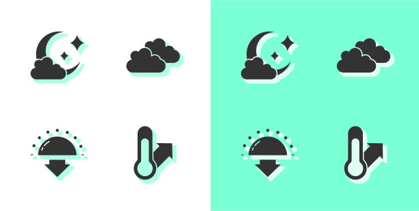 设置气象温度计云与月亮图片下载