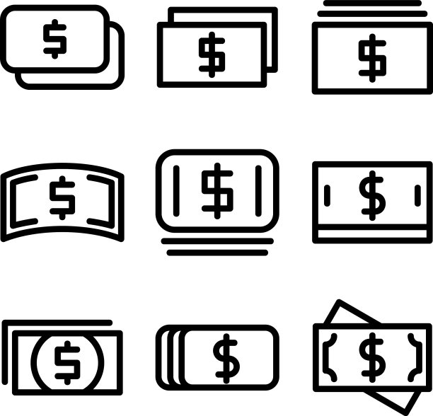 现金图标或标志孤立标志符号图片下载