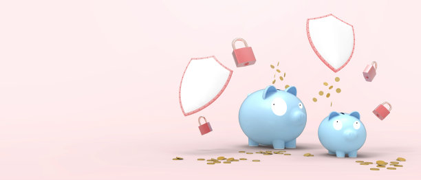 保护网络数据、网上银行、省钱。用粉色背景的盾牌，安全可靠。拷贝空间，区块链，数字，横幅，网站-3d渲染图片下载