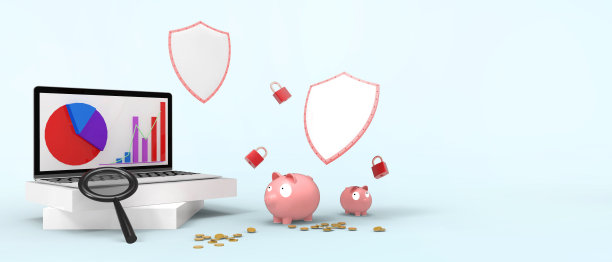 保护网络数据和分析。安全和安全与盾概念上的蓝色背景。商业，拷贝空间，数字，横幅，网站-3d渲染图片下载