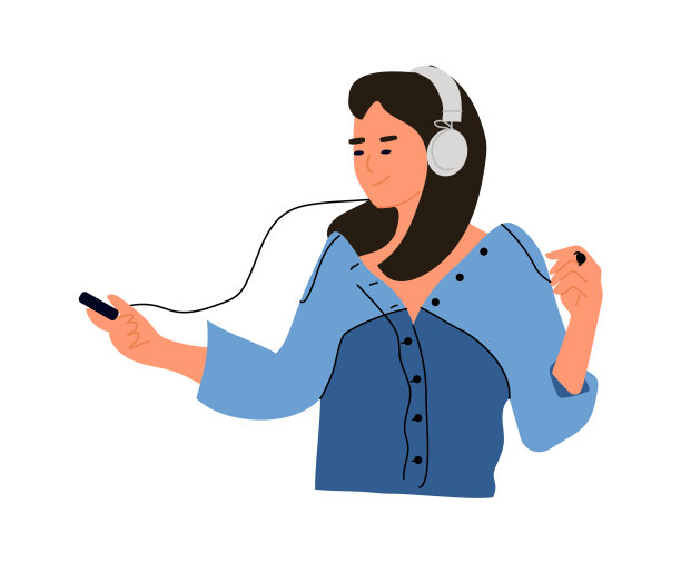 带着手机和耳机的女人卡通少年图片下载