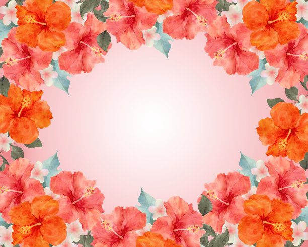 水彩红花木槿装饰图片下载