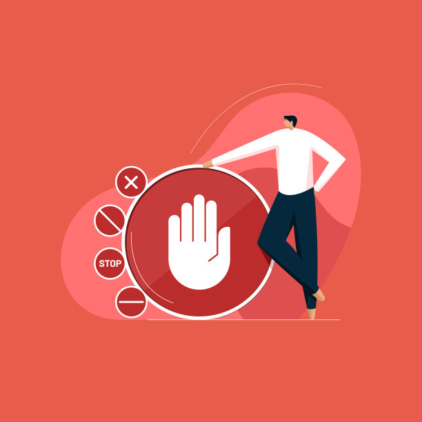 男子站在禁止标志，停止和禁止进入标志图片下载