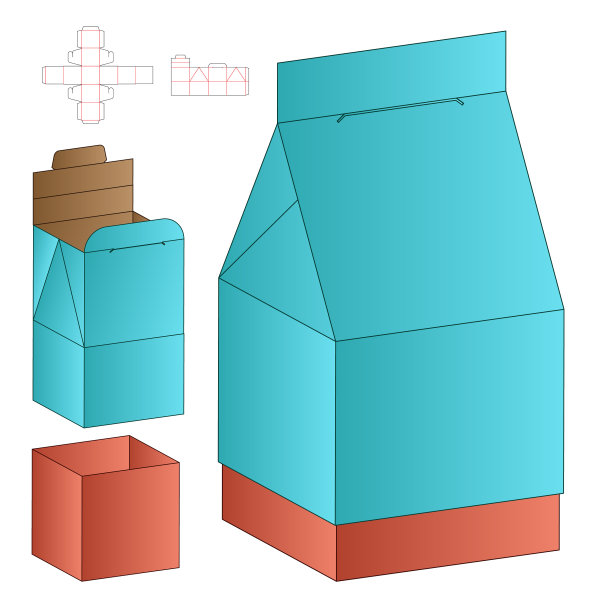盒包装模切模板设计三维模型图片下载