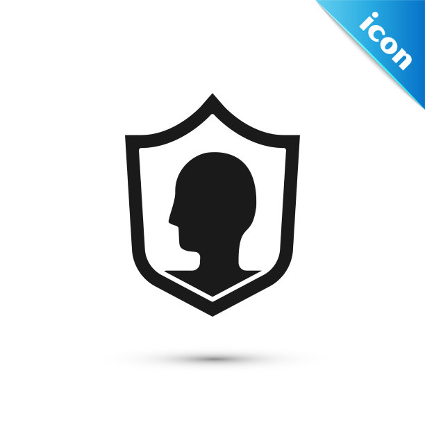 灰色人寿保险与盾牌图标隔离图片下载