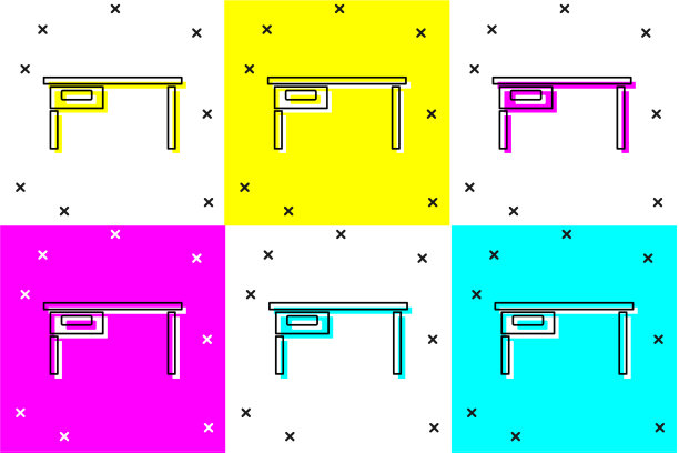 设置办公桌图标孤立的颜色背景图片下载