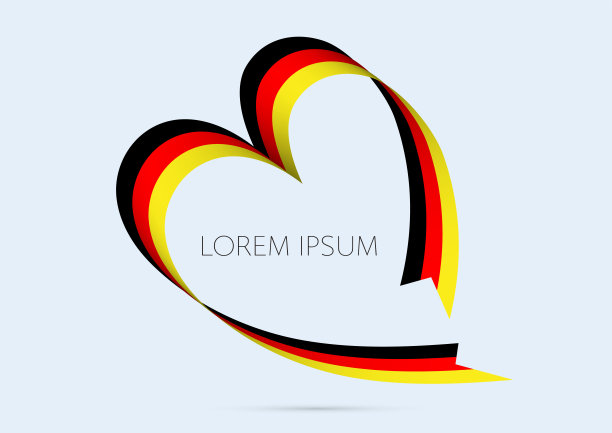 心形德国国旗矢量插图图片下载