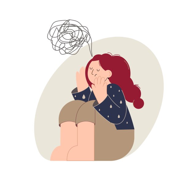 抑郁，压力，恐慌发作。心理健康的概念。心理精神病学符号说明。矢量平面隔离图片下载