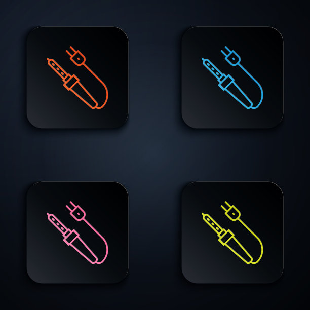 彩色氖气线烙铁图标隔离上图片下载