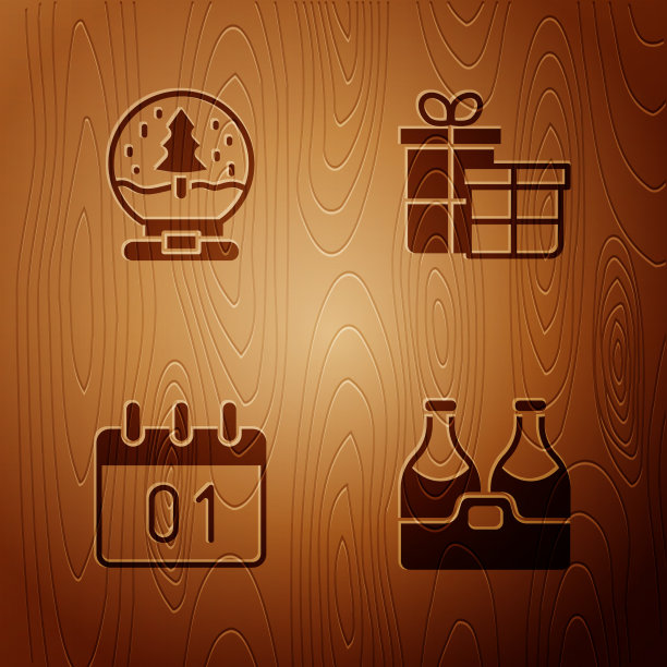 设置香槟瓶圣诞雪花玻璃球图片下载