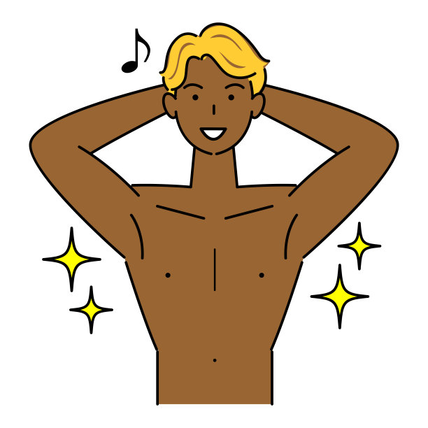 在美黑沙龙里对晒黑的皮肤感到满意的健壮男人矢量图图片下载