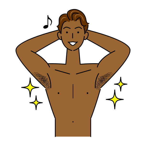 在美黑沙龙里对晒黑的皮肤感到满意的健壮男人矢量图图片下载