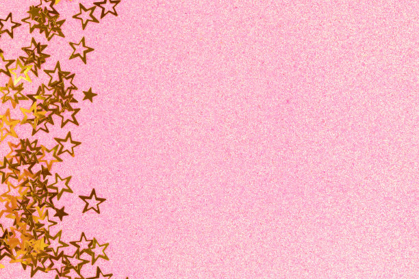 镜框由金色的星星和五彩纸屑组成。图片下载