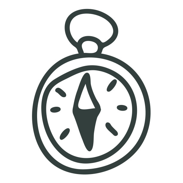 手绘露营涂鸦指南针剪贴画图片下载