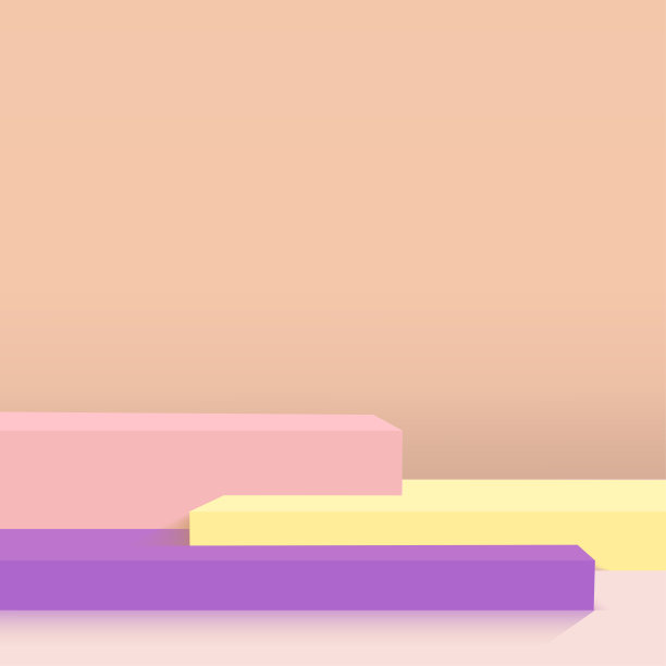 抽象背景与奶油色几何3d讲台。矢量图图片下载