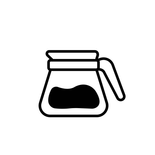 玻璃茶壶或壶与咖啡黑色线图标。休息时间暂停。新潮的平面孤立符号符号用于:插图，轮廓，标志，移动，应用程序，设计，web，开发，ui, gui。向量EPS 10图片下载