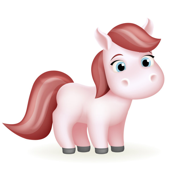 小马动物可爱的卡通女孩美丽的孤立三维设计矢量插图图片下载