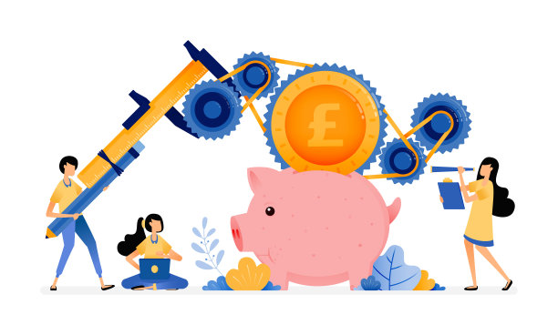 矢量设计让人学会完善银行系统，贷款和储蓄。经济教育和金融知识。可以是网站，海报，横幅，移动应用程序，网页，社交媒体图片下载